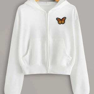Butterfly Cropped Zip Hoodie